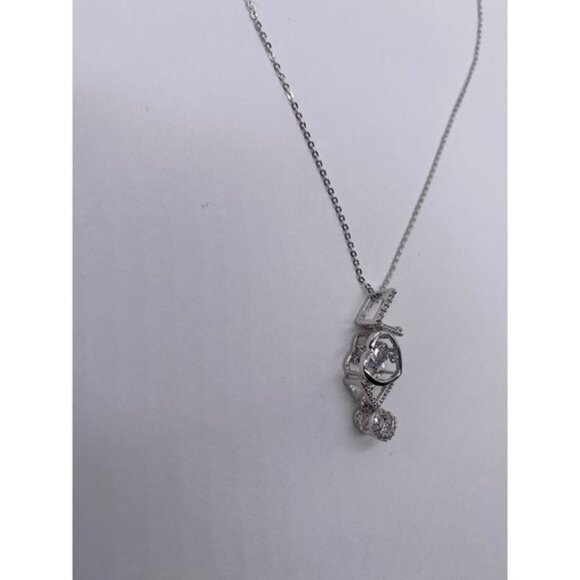 Women’s Love Cubic Zircon Necklace Sliver Tone - Picture 11 of 14